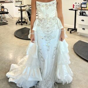 Johnathan Kayne White Embellished Prom Dress